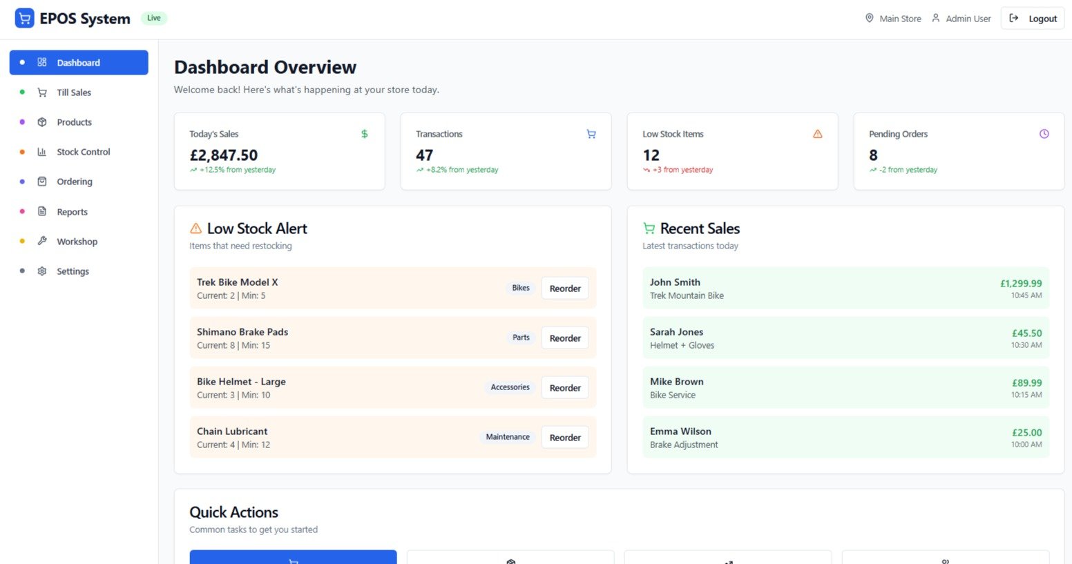 EPOS Cycle Shop System website by backend coders india