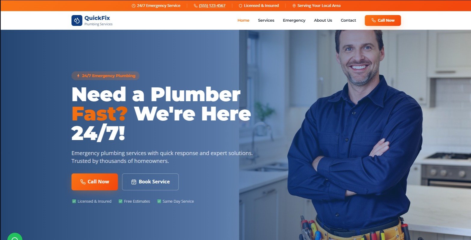 QuickFix Plumber Now website by backend coders india