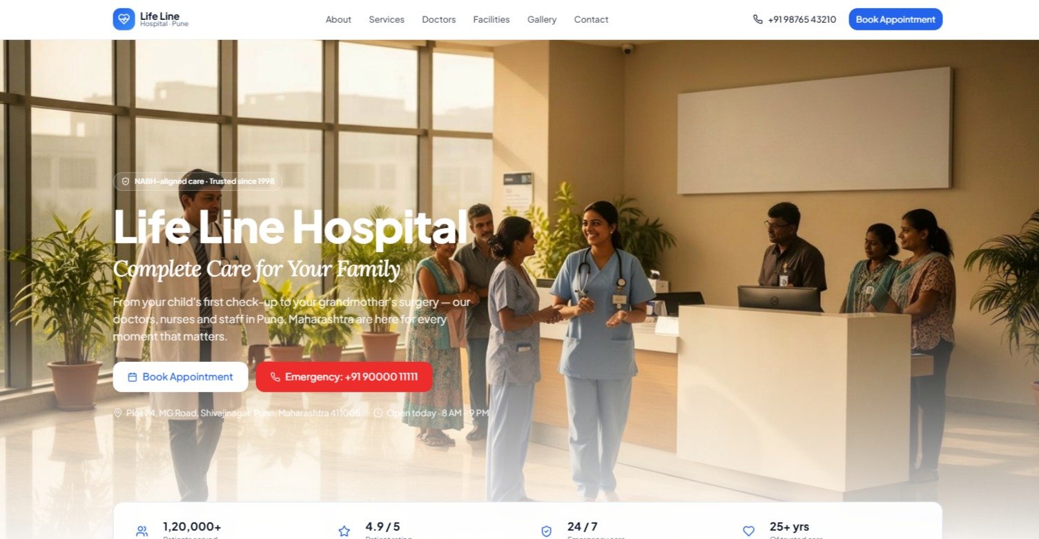 Custom Hospital (Lifeline) Website Development