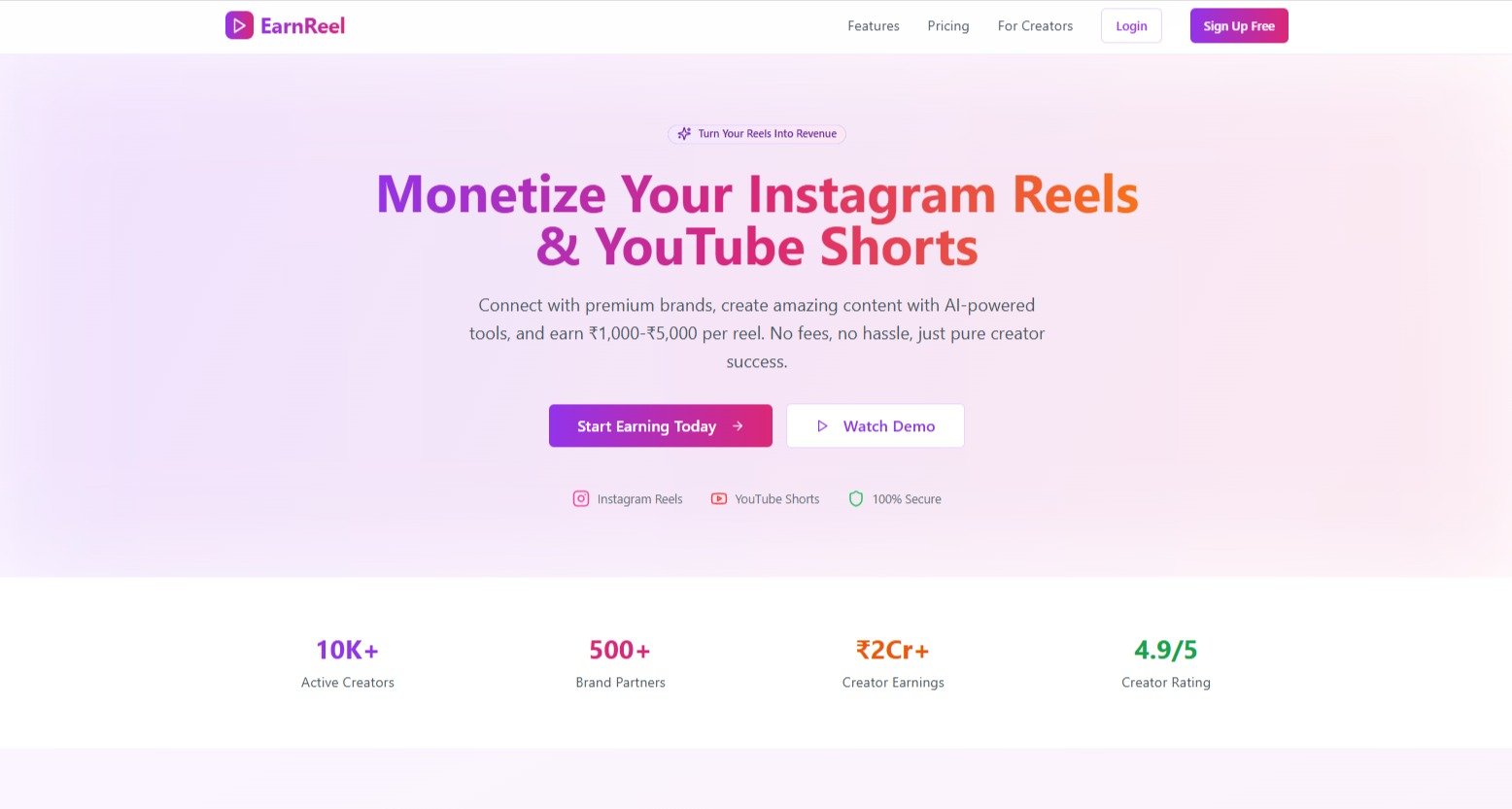 Social Earn Hub website by backend coders india