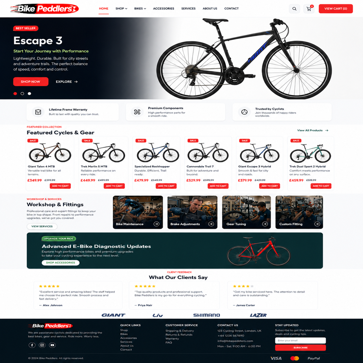 Bike Peddlers – E-Commerce Bicycle Store Website by backend coders india
