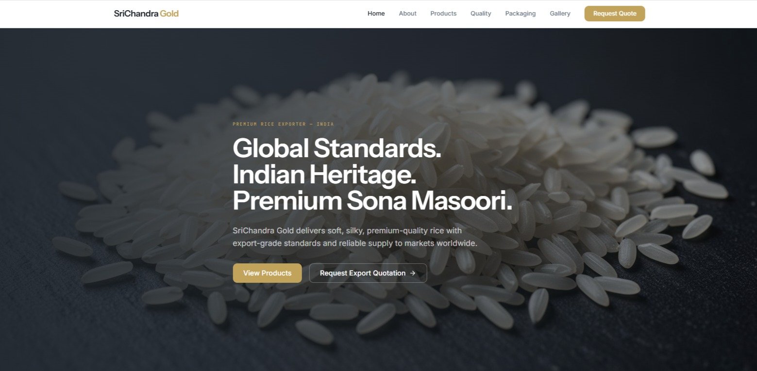 Golden Grain Rice Export website by backend coders india