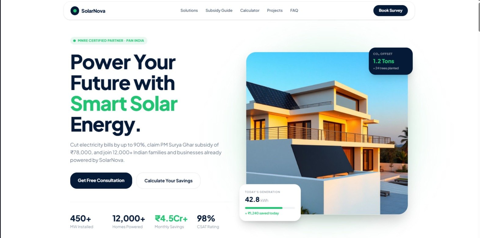 Custom Solar Panel Services Website Development