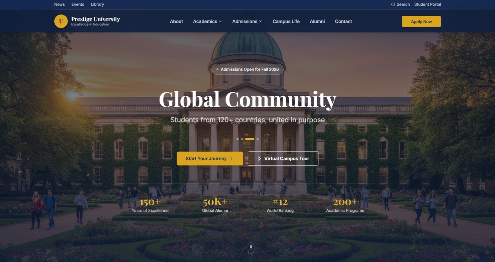Academe Bloom University website by backend coders india